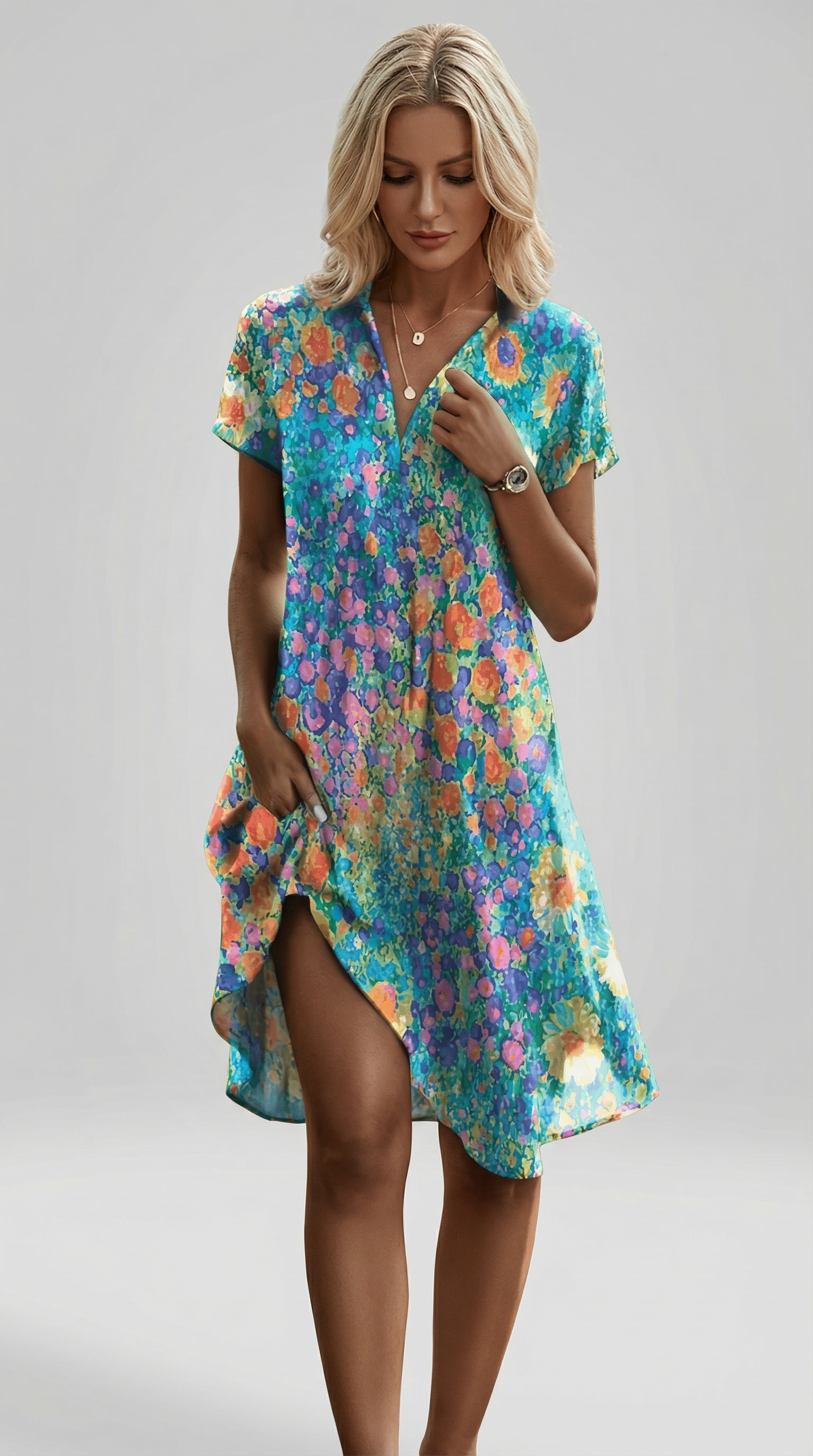 Marit – ☀️Vestido estampado con cuello en V☀️