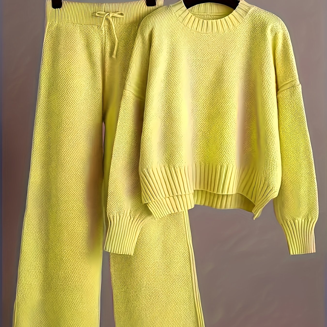 INGRID - Conjunto de suéter de punto semilla elegante - Hombro caído