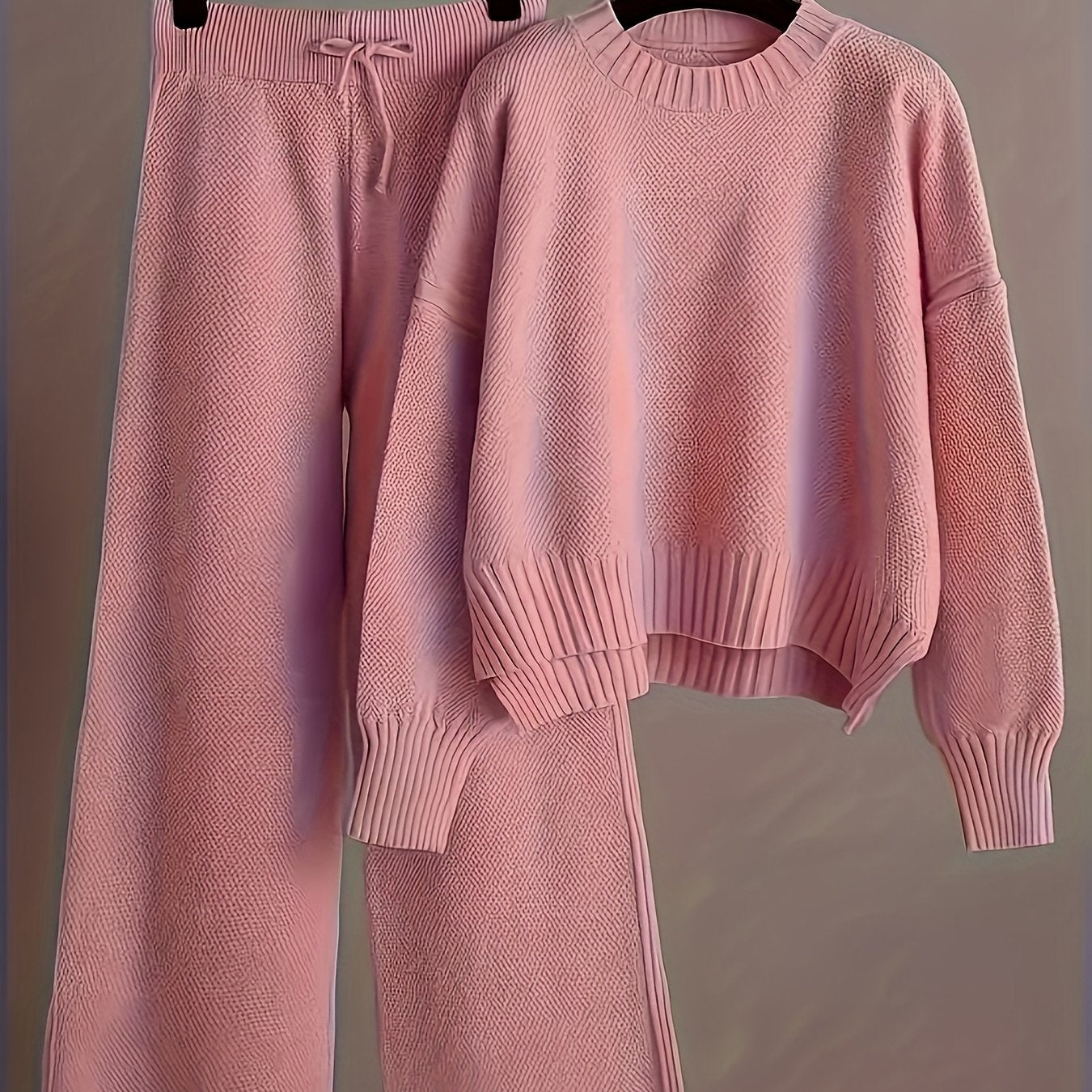 INGRID - Conjunto de suéter de punto semilla elegante - Hombro caído