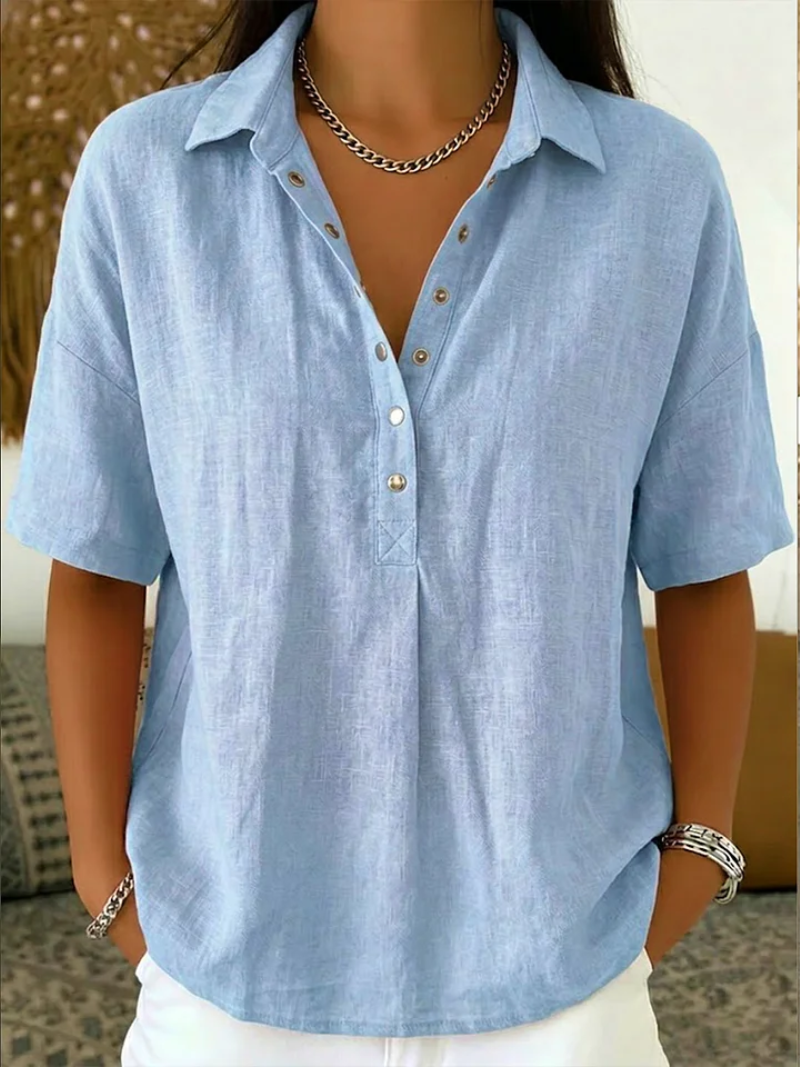 Tessa – Blusa elegante con cuello y detalle de botones