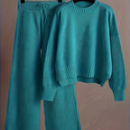 INGRID - Conjunto de suéter de punto semilla elegante - Hombro caído