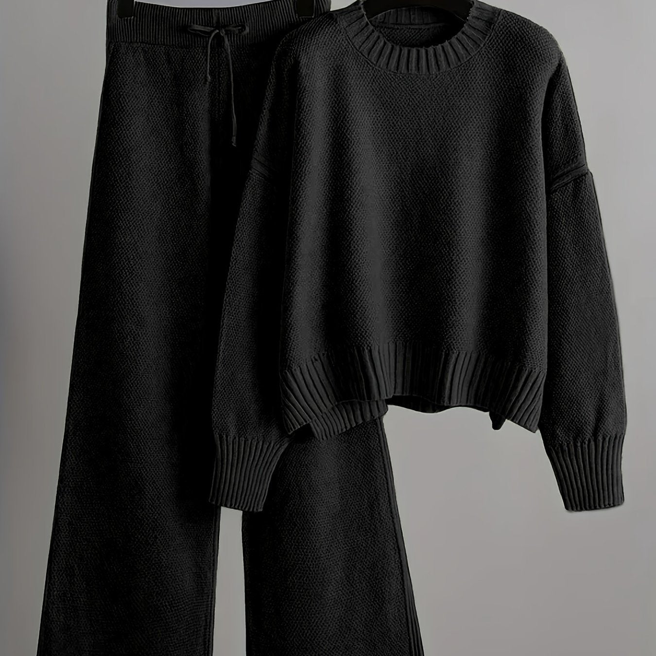 INGRID - Conjunto de suéter de punto semilla elegante - Hombro caído