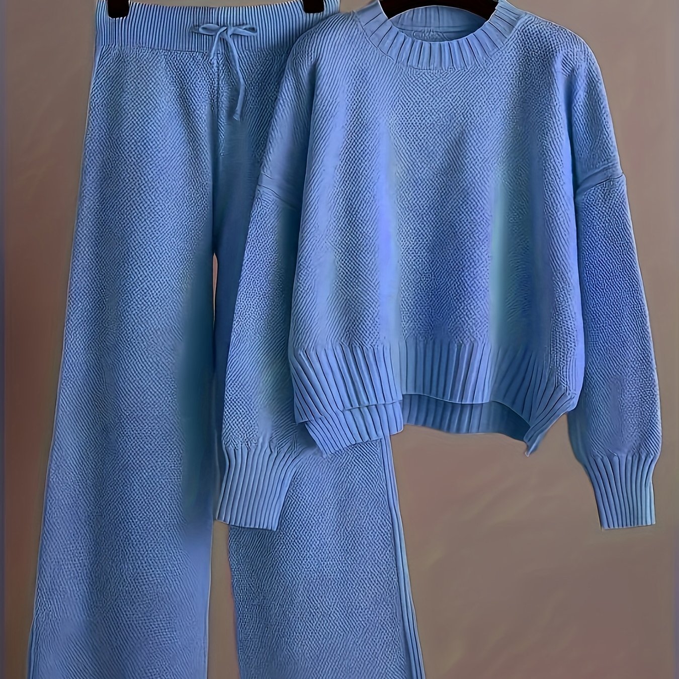 INGRID - Conjunto de suéter de punto semilla elegante - Hombro caído