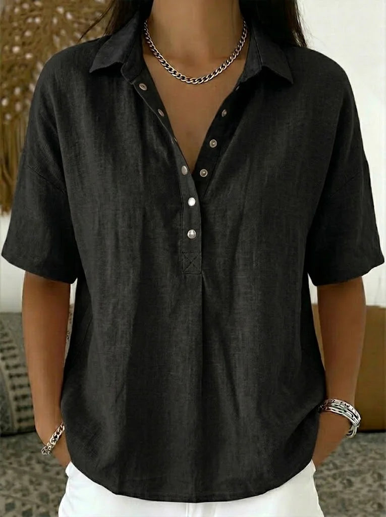 Tessa – Blusa elegante con cuello y detalle de botones