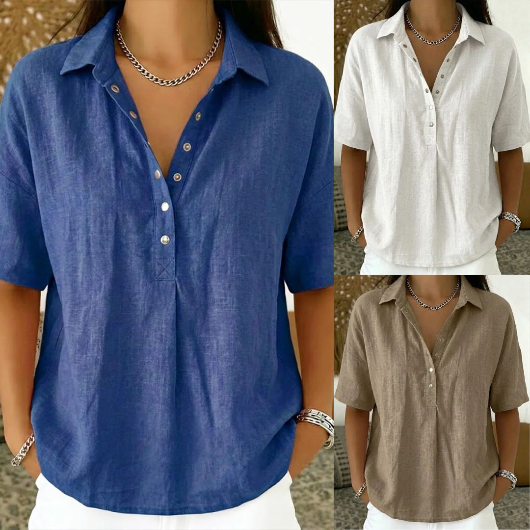 Tessa – Blusa elegante con cuello y detalle de botones