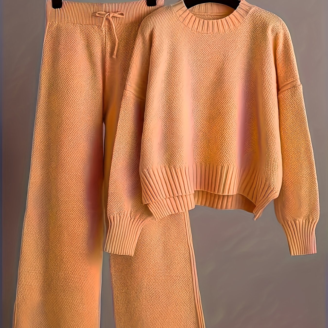 INGRID - Conjunto de suéter de punto semilla elegante - Hombro caído